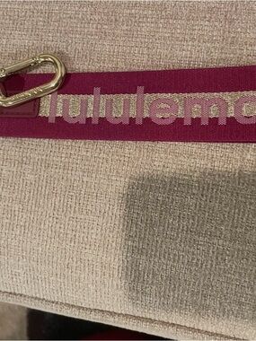 lululemon athletica Magenta Logo Strap with Gold Hardware keychain